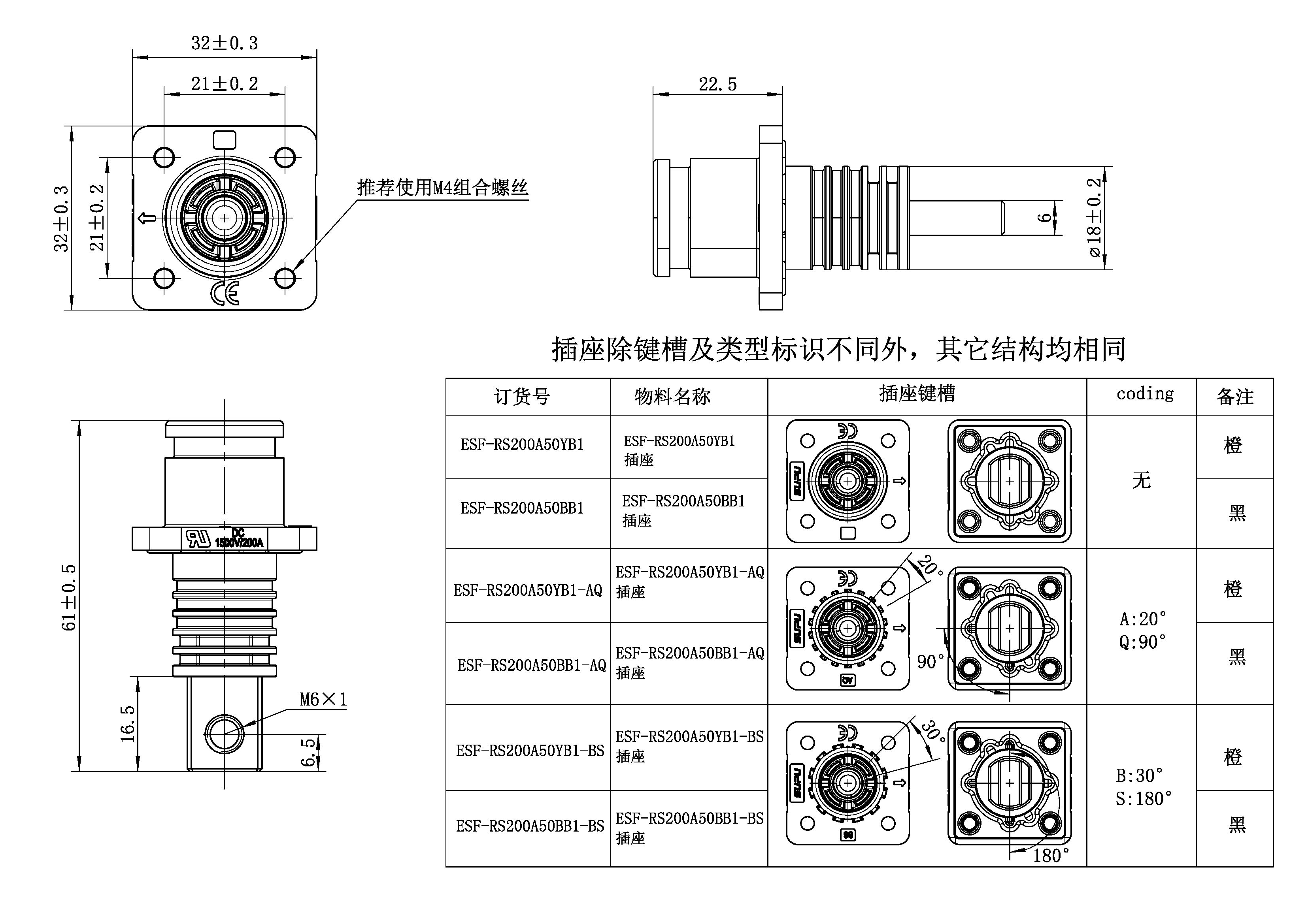 储能连接器ESF-RS200A50YB1-BS-速普IP67新能源储能连接器